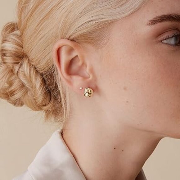 Neiman Marcus 14k Gold Plated Plain Love Knot Earrings - Picture 1 of 6